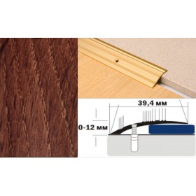 Алюминиевый напольный Порог С4 39,4х12 Декорированный Дуб мореный