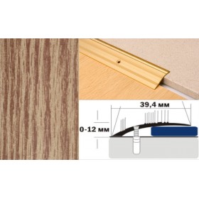 Алюминиевый напольный Порог С4 39,4х12 Декорированный Дуб светлый