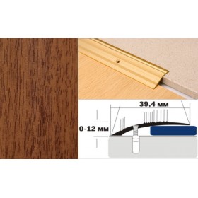 Алюминиевый напольный Порог С4 39,4х12 Декорированный Дуб темный