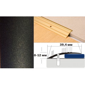 Алюминиевый напольный Порог С4 39,4х12 Крашеный Люкс КР черный металлик Алюминиевый напольный Порог С4 39,4х12 Крашеный Люкс КР черный металлик