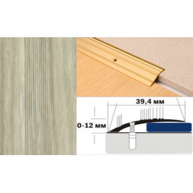 Алюминиевый напольный Порог С4 39,4х12 Декорированный Дуб северный