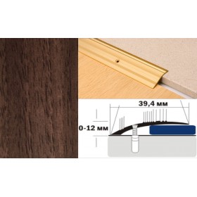 Алюминиевый напольный Порог С4 39,4х12 Декорированный Орех