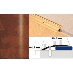 Алюминиевый напольный Порог С4 39,4х12 Декорированный Пробка Алюминиевый напольный Порог С4 39,4х12 Декорированный Пробка