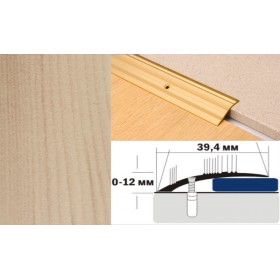 Алюминиевый напольный Порог С4 39,4х12 Декорированный Сосна