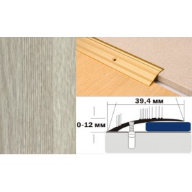 Алюминиевый напольный Порог С4 39,4х12 Декорированный Ясень беленый