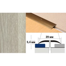 Алюминиевый напольный Порог A39 39х5,4 Декорированный Ясень беленый