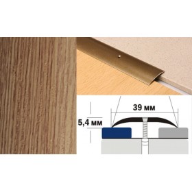 Алюминиевый напольный Порог A39 39х5,4 Ламинированный Светлый дуб