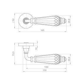 Ручка Armadillo (Армадилло) раздельная R.ART52.D.ELEGANT SG-4 мат. золото