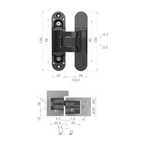Петля Armadillo (Армадилло) скрытой установки U3D5000.VPG AB бронза TECH