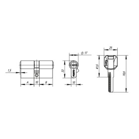 Цилиндровый механизм Punto (Пунто) Z400/80 mm (35+10+35) CP хром 5 кл.