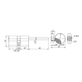 Цилиндровый механизм Fuaro (Фуаро) D-PRO507-8/100 mm (65+10+25) CP хром 5+ 1 кл. перекодируемый со штоком