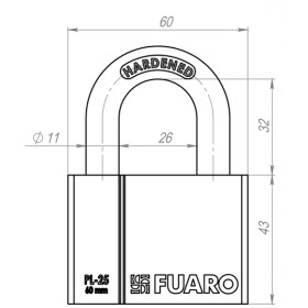 Замок навесной Fuaro (Фуаро) PL-2560 (60 мм) 4 