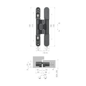 Петля Armadillo (Армадилло) скрытой установки U3D2400.VPG SC мат. хром TECH