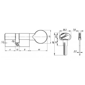 Цилиндровый механизм Fuaro (Фуаро) D-PRO502/110 mm (50+10+50) CP хром 5 кл.