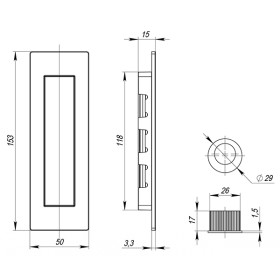 Ручка Armadillo (Армадилло) для раздвижных дверей SH010 URB SN-3 Матовый никель
