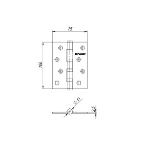 Петля универсальная Fuaro (Фуаро) 4BB/A/BL 125x75x2,5 AB (бронза) БЛИСТЕР