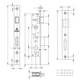 Корпус узкопрофильного Fuaro (Фуаро) замка с защелкой 153-30/85 CP (хром)