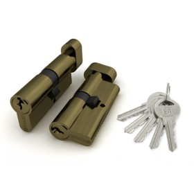 Цилиндровый Fuaro (Фуаро) механизм (100 ZM/60) 1000ZMKnob60(25+10+25) AB бронза 5Key с вертушкой