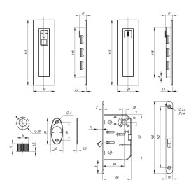 Набор Armadillo (Армадилло) для раздвижных дверей SH011 URB BPVD-77 Вороненый никель