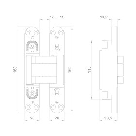 Петля Armadillo (Армадилло) скрытой установки U3D3400.TG SC мат. хром TECH