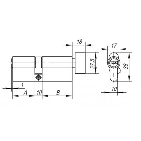 Цилиндровый механизм Ajax (Аякс) с вертушкой AX202/100 mm (50+10+40) CP хром 5 кл.