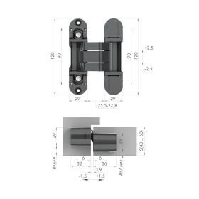 Петля Armadillo (Армадилло) скрытой установки U3D8000.VPG BL черный TECH