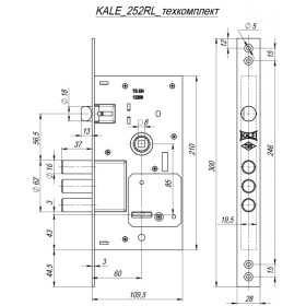 Замок Kale kilit (Кале килит) врезной сувальдный с защёлкой 252/RL (тех. комплектация), 4 кл.