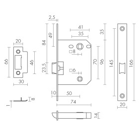 Защелка врезная Fuaro (Фуаро) PLASTIC P72-50 BL черный