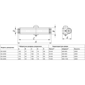 Доводчик дверной Punto (Пунто) SD-2050 AL 75-95 кг (алюминий)