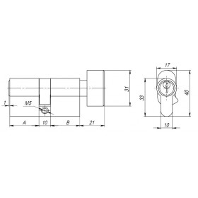 Цилиндровый механизм Ajax (Аякс) с вертушкой AX102/60 mm (25+10+25) PB латунь 5 кл.