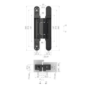 Петля Armadillo (Армадилло) скрытой установки U3D2200.VPG SC мат. хром TECH