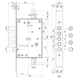 Замок Mottura (Моттура) врезной сувальдный с защёлкой 52.771, ключ 60 мм, без накл.