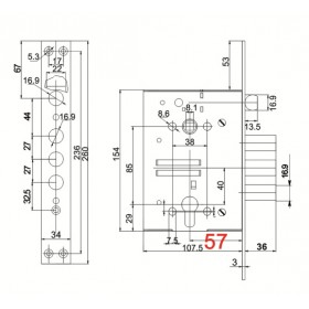 Корпус врезного Border (Бордер) замка с защёлкой ЗВ4-3/85К /79059/