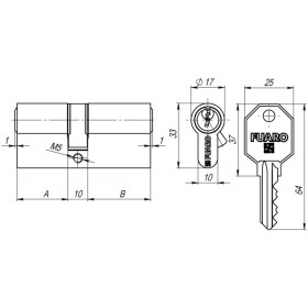 Цилиндровый механизм Fuaro (Фуаро) 100 CA 90 mm (30+10+50) CP хром 3 кл.