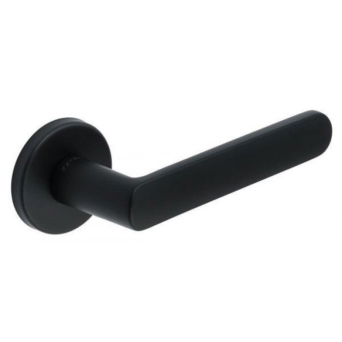 Дверная ручка Extreza Hi-Tech Slim AQUA (Аква) 113 на круглой розетке R12 черный F22