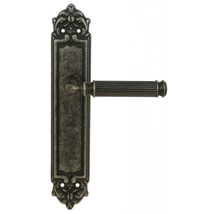 Дверная ручка Extreza BENITO (Бенито) 307 на планке PL02 античное серебро F45