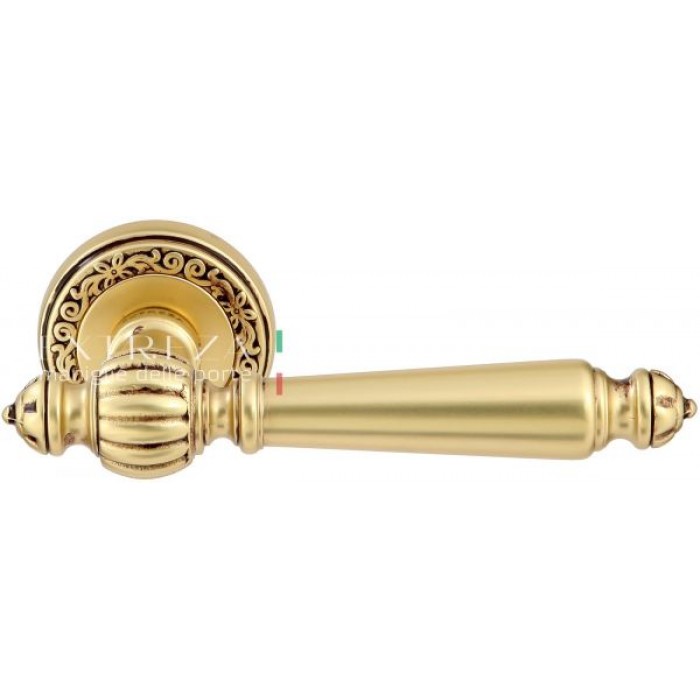 Дверная ручка Extreza DANIEL (Даниел) 308 на розетке R06 французское золото + коричневый F59