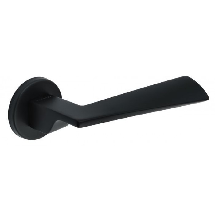 Дверная ручка Extreza Hi-Tech SLIM DIA (Диа) 118 на круглой розетке R12 черный F22