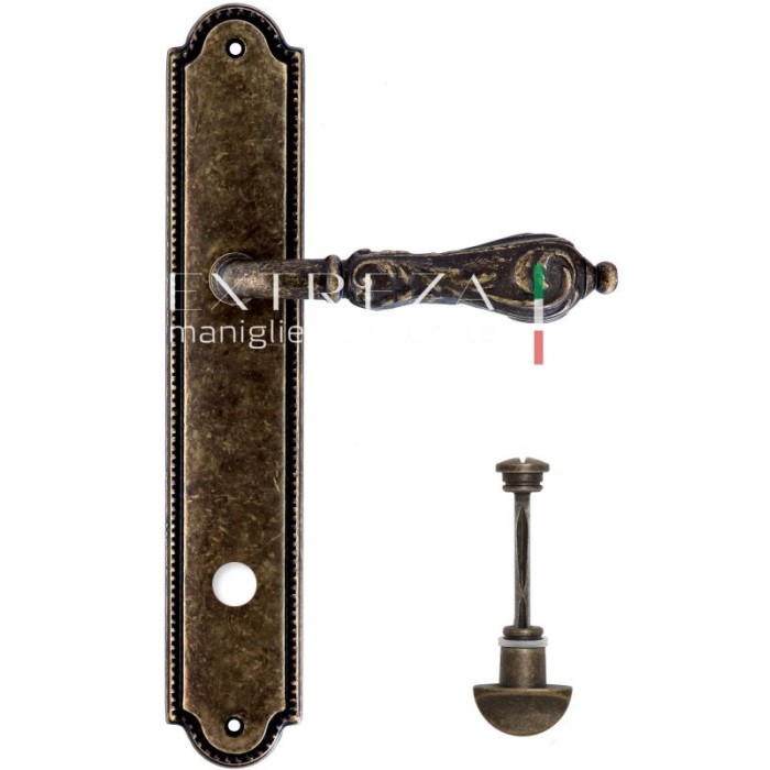 Дверная ручка Extreza GRETA (Грета) 302 на планке PL03 WC античная бронза F23