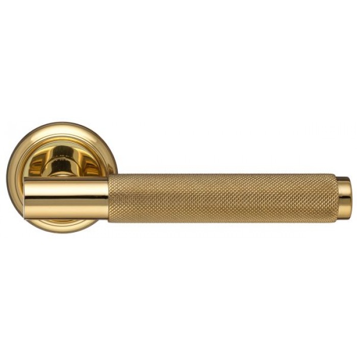 Дверная ручка Extreza TUBA (Туба) 126 на розетке R01 полированная латунь F01