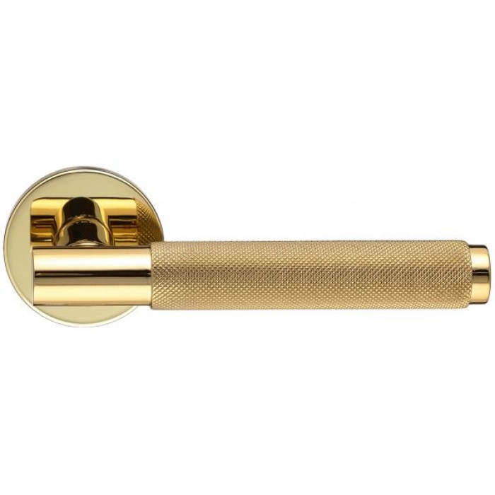 Дверная ручка Extreza Hi-tech Slim TUBA 126 на круглой розетке R16 полированная латунь F01