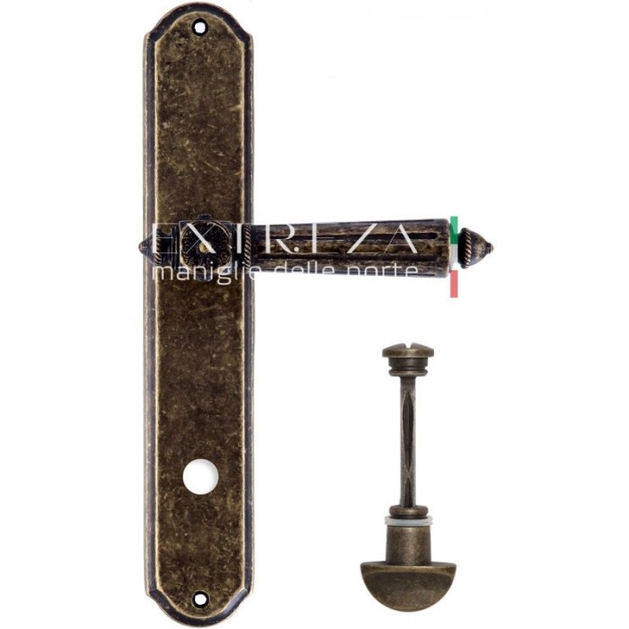 Дверная ручка Extreza LEON (Леон) 303 на планке PL01 WC античная бронза F23
