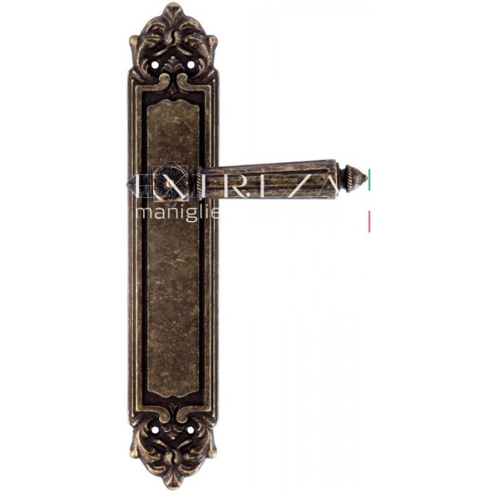 Дверная ручка Extreza LEON (Леон) 303 на планке PL02 античная бронза F23