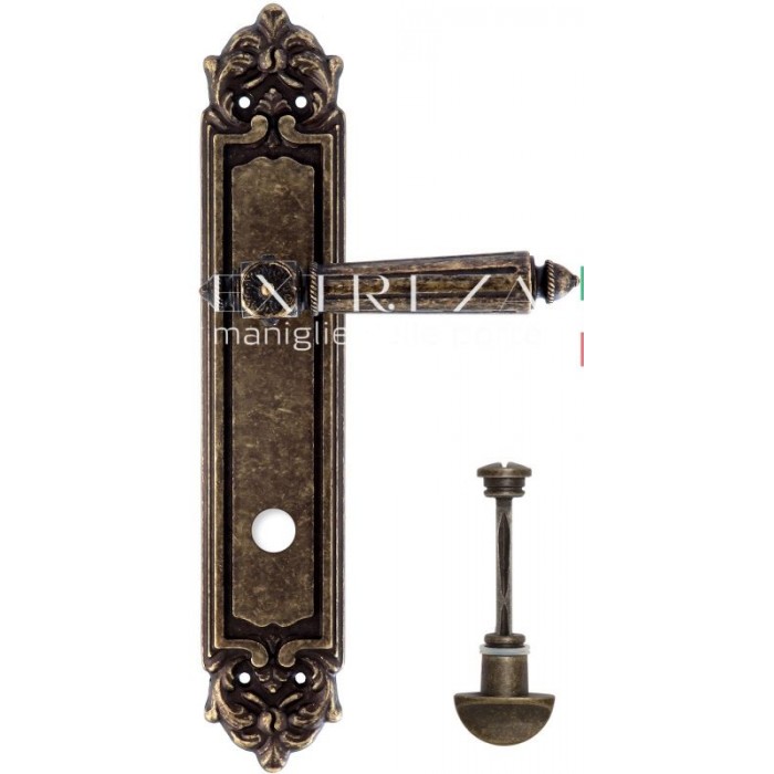 Дверная ручка Extreza LEON (Леон) 303 на планке PL02 WC античная бронза F23