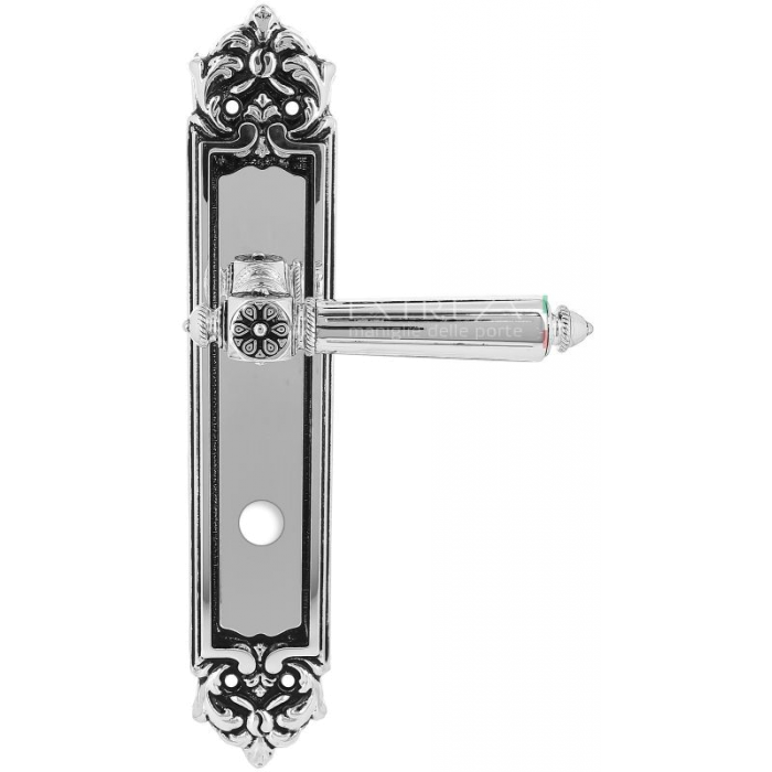 Дверная ручка Extreza LEON (Леон) 303 на планке PL02 WC натуральное серебро + черный F24