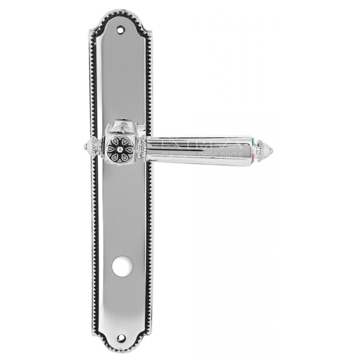 Дверная ручка Extreza LEON (Леон) 303 на планке PL03 WC натуральное серебро + черный F24