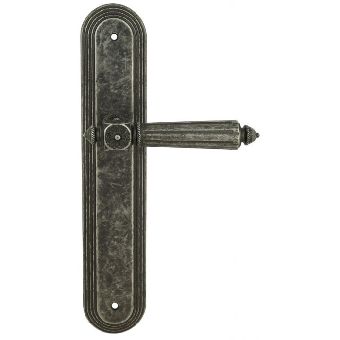 Дверная ручка Extreza LEON (Леон) 303 на планке PL05 античное серебро F45