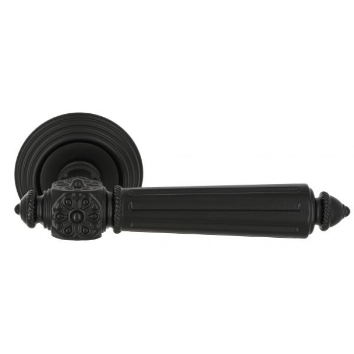 Дверная ручка Extreza LEON (Леон) 303 на розетке R05 черный матовый F22