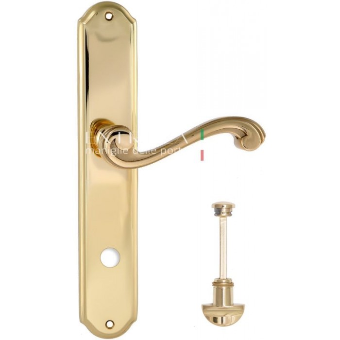 Дверная ручка Extreza LINA (Лина) 313 на планке PL01 WC полированное золото F01