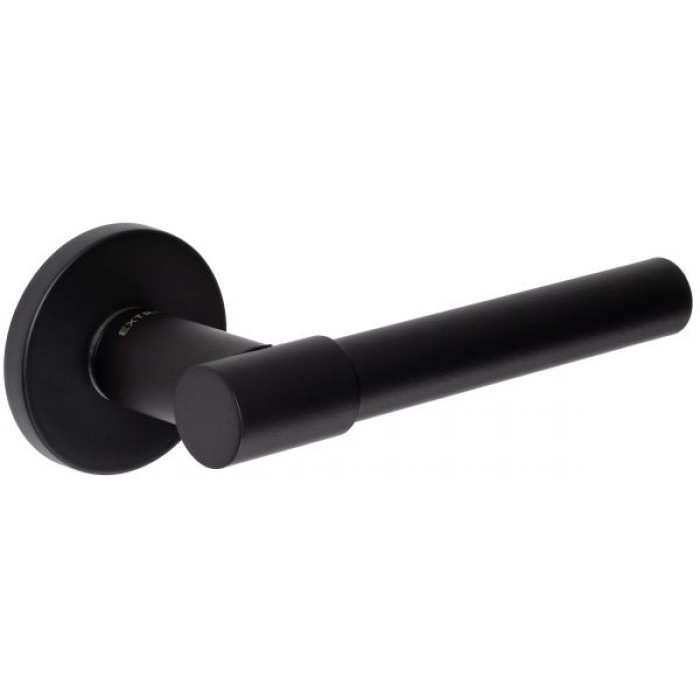Дверная ручка Extreza Hi-tech Slim NUVO 125 на круглой розетке R16 черный F22